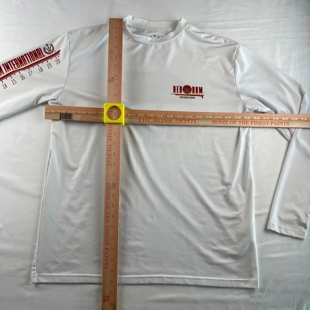 RED RUM INTERNATIONAL Mens Long Sleeve Fishing Rash Guard Shirt Ruler Graphic SM